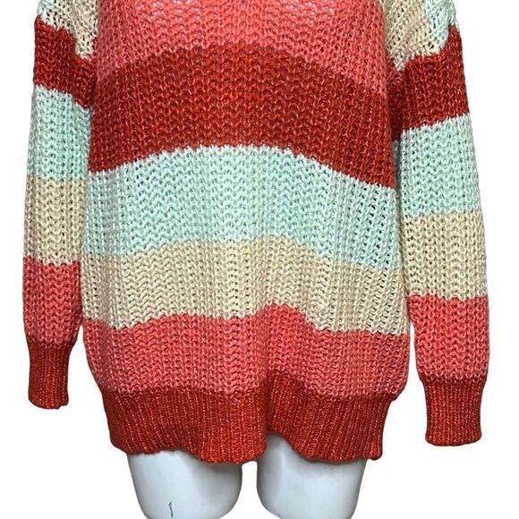 Torrid multi striped V-neck pullover oversized sweater size 1X - Picture 11 of 16